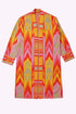 Long coat in cotton blend patterned jacquard